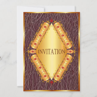 Belo convite para ouro e Diamante vermelho