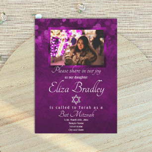 Belo Convite Violet Bat Mitzvah para Estrela