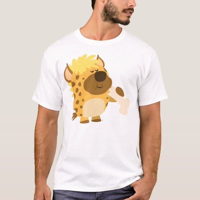 Belo desenho animado Hyena esmagando camisa torta (Frente)