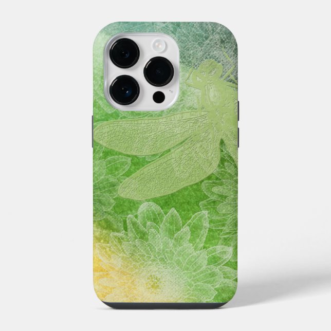 Belo Design de Flor de Libélula Verde (Verso)