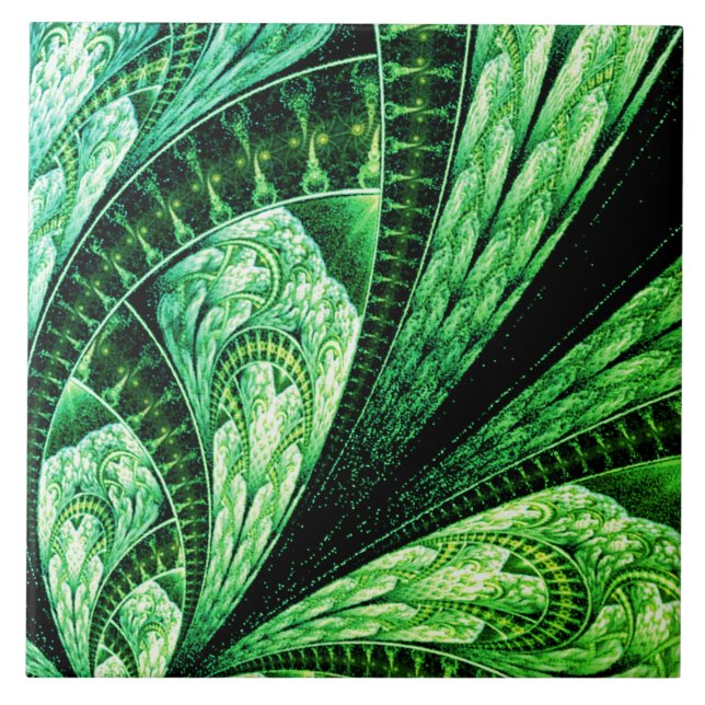 Belo Design de Fractal Verde Arte Digital (Frente)