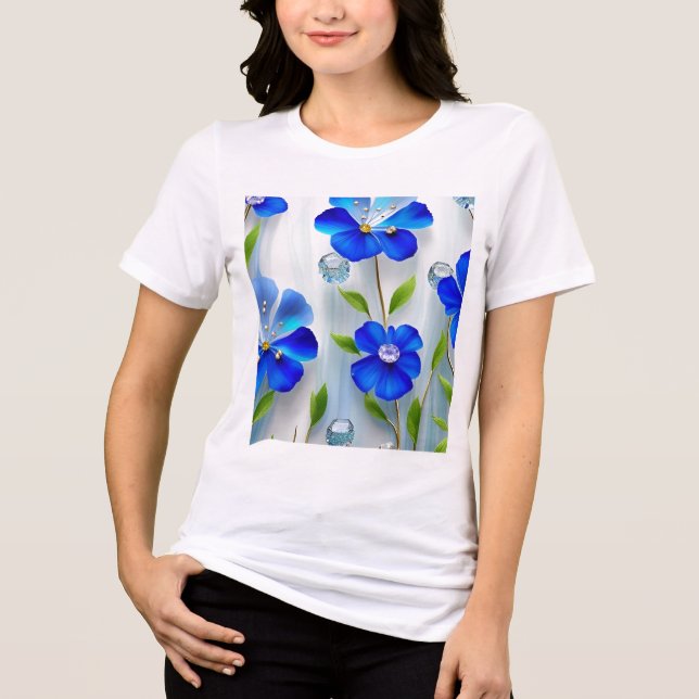 Belo Design de Joias Florais Azuis com Gemstones (Frente)