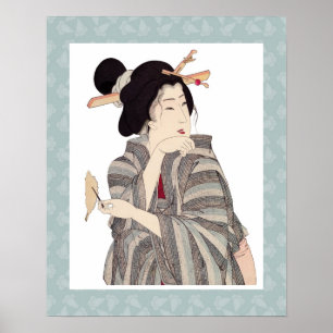 Belo Design de Poster de Arte Geisha Japonês
