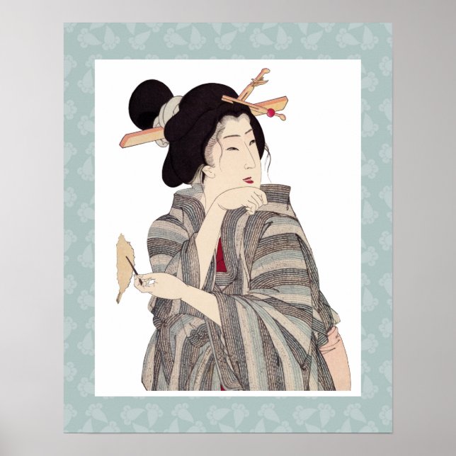 Belo Design de Poster de Arte Geisha Japonês (Frente)
