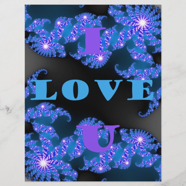 Belo Design de Texto de Amor Azul Galático, (Frente)