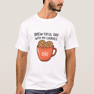 Belo dia com camiseta de arte em linha de cookies