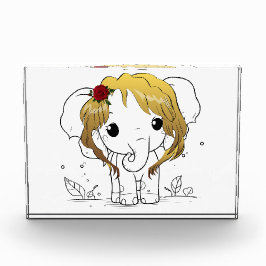 Belo elefante bebê fêmea com cabelo amarelo