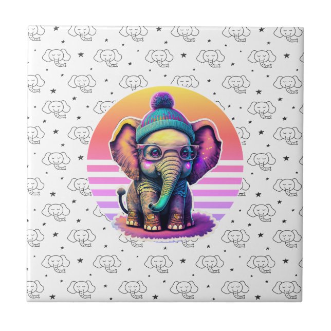 Belo Elefante para Bebê com Óculos e Beanie (Frente)