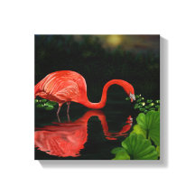 Belo Flamingo na Canvas Pond