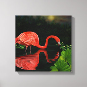 Belo Flamingo na Canvas Pond