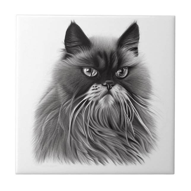 Belo Gato Persa Preto e Branco  (Frente)