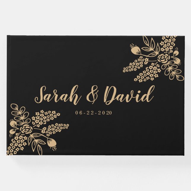 Belo livro de convidados sobre o casamento dourado (Frente)