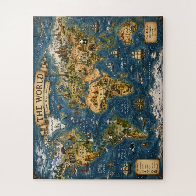 Belo Mapa Mundial Quebra-Cabeça (Vertical)