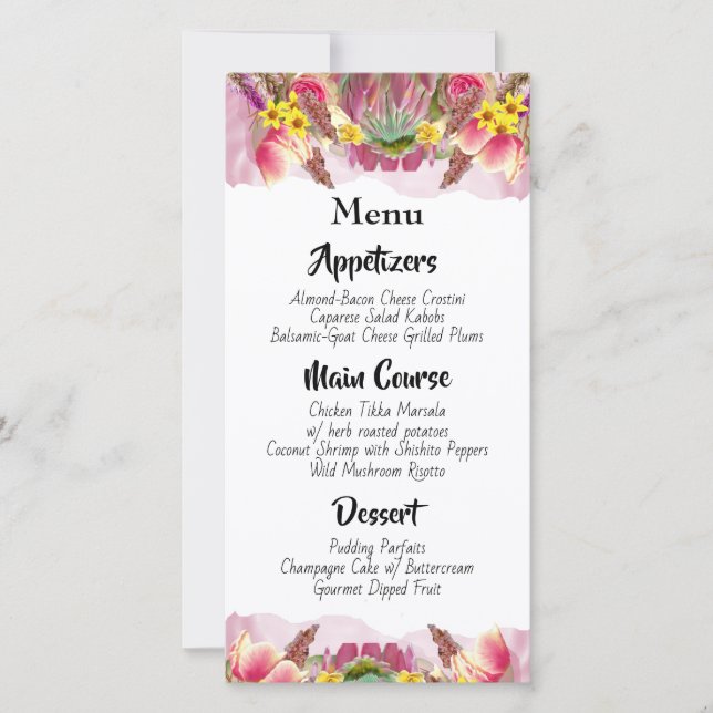 Belo Menu Botânico Floral Garden (Frente)