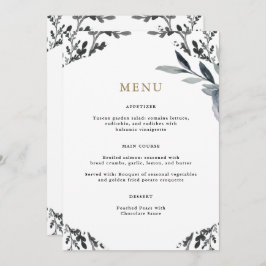 Belo Menu de Casamento de Folhagem Azul