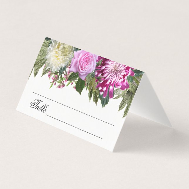 Belo Número de Mesa Floral Rosa (Verso)