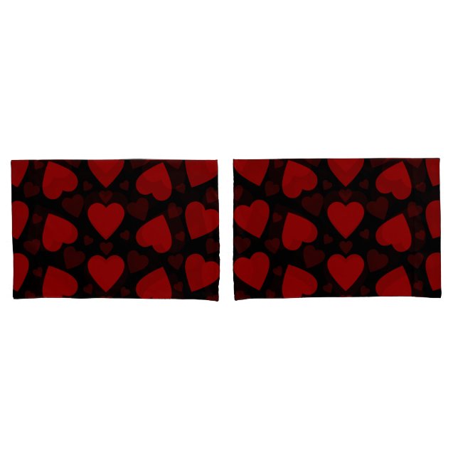 Belo padrão cardíaco vermelho em preto (Frente - conjunto)