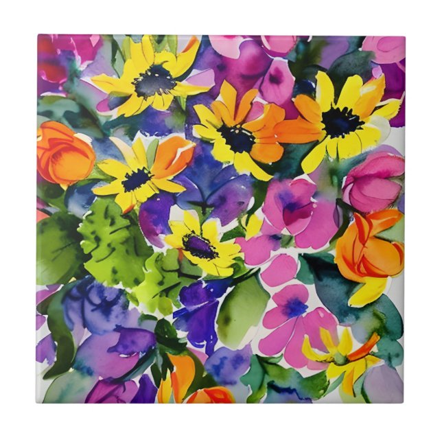 Belo padrão floral, amarelo brilhante e rosa, (Frente)