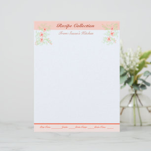 Belo Papel de carta De Receita Com Floral