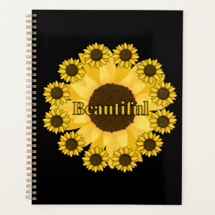 Belo Planejador de Calendário Floral de Girassol