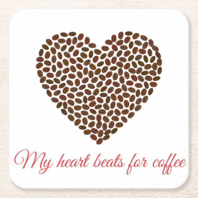 Belo Porta-Copos de Coração de Café (Frente)