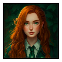 Belo Poster de animação Red Girl