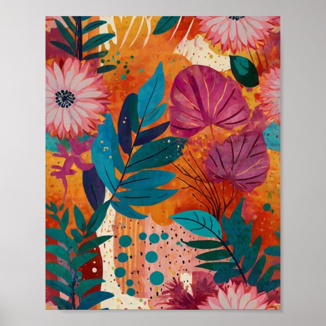 Belo poster de arte floral cristalina vibrante (Frente)