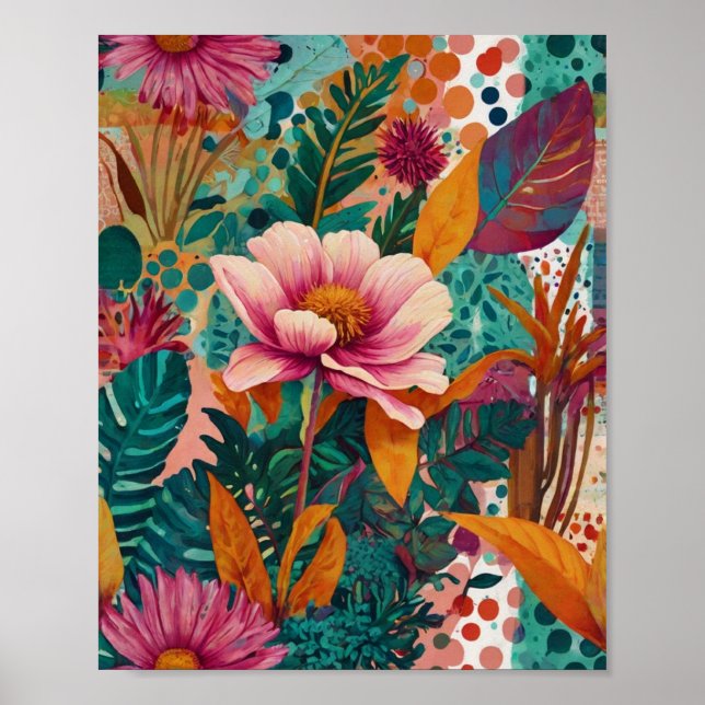 Belo poster de arte floral cristalina vibrante (Frente)