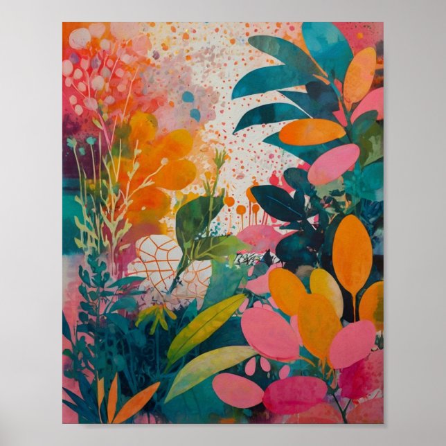 Belo poster de arte floral cristalina vibrante (Frente)