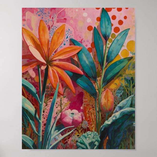 Belo poster de arte floral cristalina vibrante (Frente)