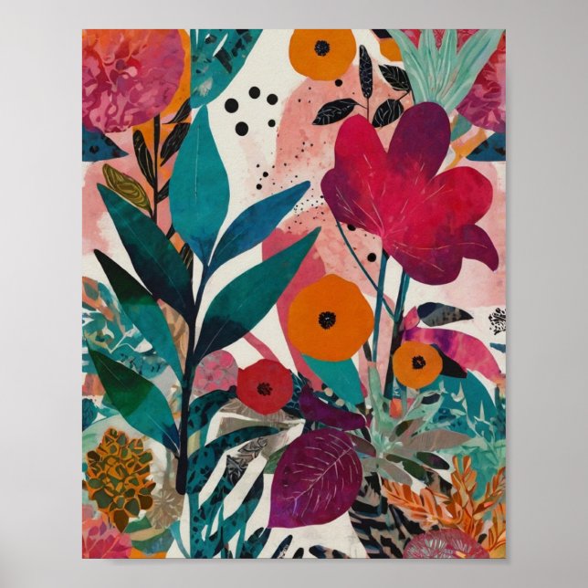 Belo poster de arte floral cristalina vibrante (Frente)