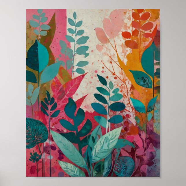 Belo poster de arte floral cristalina vibrante (Frente)