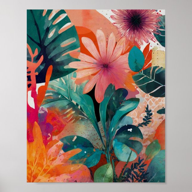 Belo poster de arte floral cristalina vibrante (Frente)