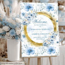 Belo Poster de Casamento Azul Pastel com Literatur