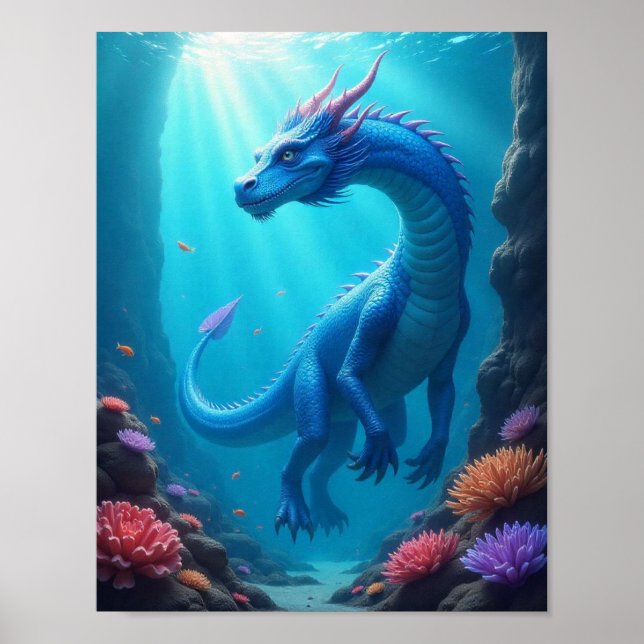 Belo Poster de dragão subaquático (Frente)