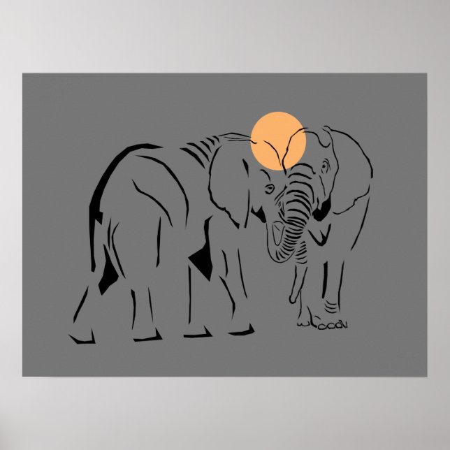 Belo Poster de Elefante Minimalista (Frente)