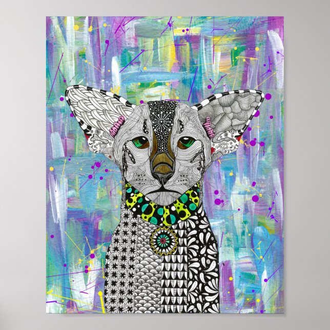 Belo Poster de gato oriental Shorthair (Frente)