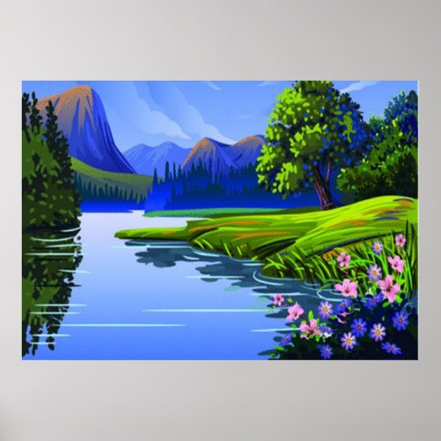 Belo Poster de paisagem Primavera (Frente)