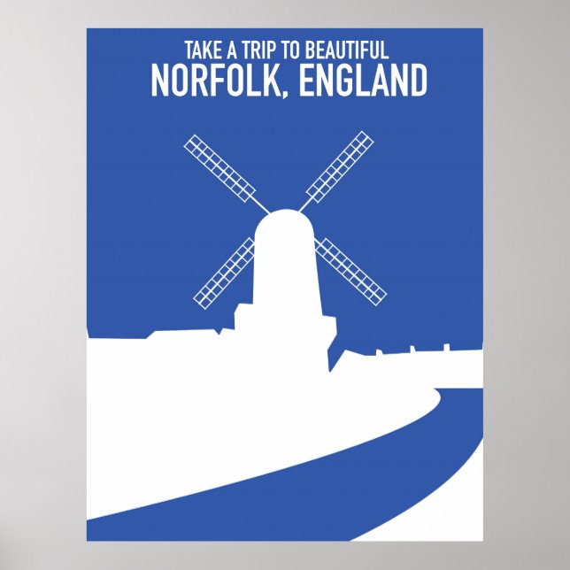 Belo poster de viagens Norfolk Windmill (Frente)