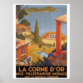 Belo Poster vintage Villefranche Mônaco
