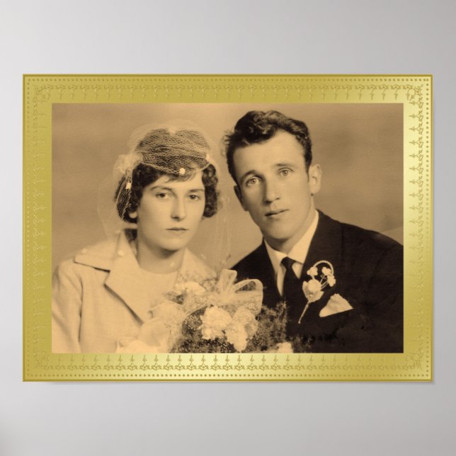 Belo quadro de borda dourada poster personalizado (Frente)