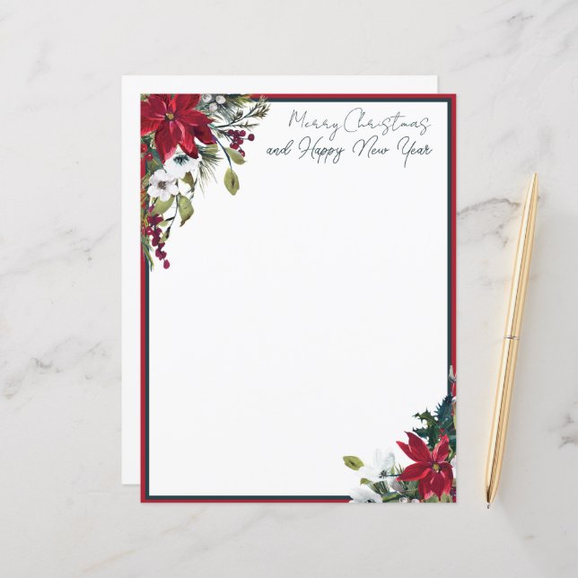 Belo quadro de poinsettia Natal (Frente/Verso In Situ)