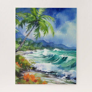 Belo quebra-cabeça de aquarela tropical