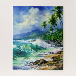 Belo quebra-cabeça de aquarela tropical