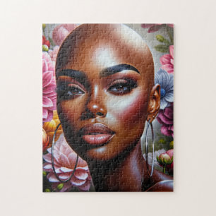 Belo Quebra-cabeça de Mulher Americana Balda Afric