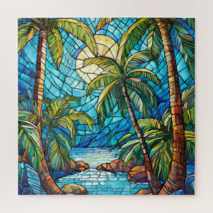 Belo quebra-cabeça de vidro colorido Tropical