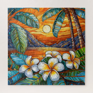 Belo quebra-cabeça de vidro colorido Tropical