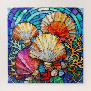 Belo quebra-cabeça de vidro colorido Tropical