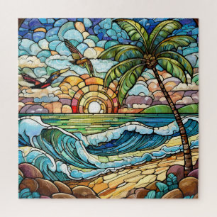 Belo quebra-cabeça de vidro colorido Tropical
