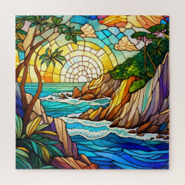 Belo quebra-cabeça de vidro colorido Tropical